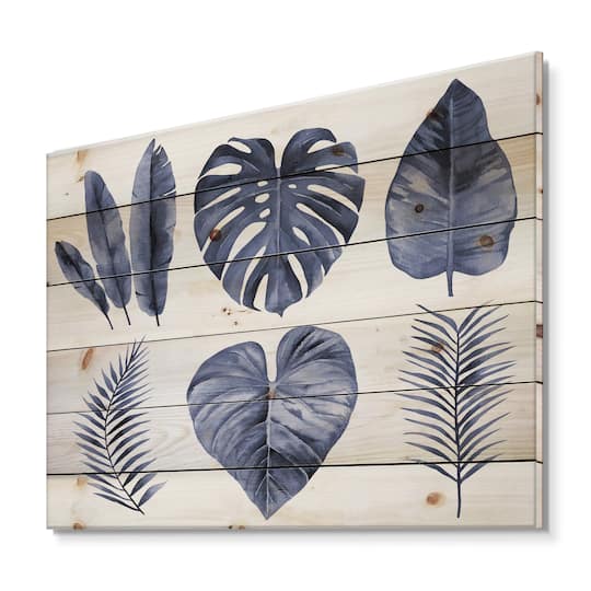 Designart - Tropical Blue Watercolour Leaves I